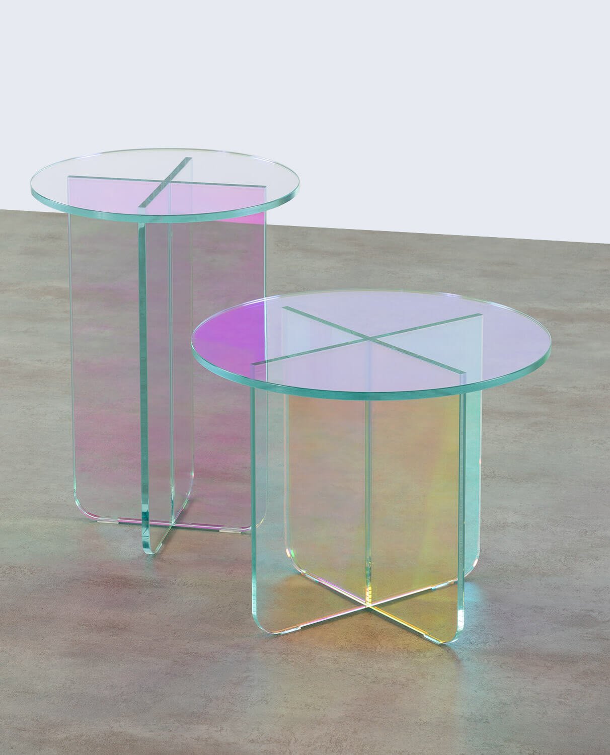 Set di Tavolini Ausiliari e da Caffé Iridescente in Vetro Temperato Iris, immagine della galleria 7