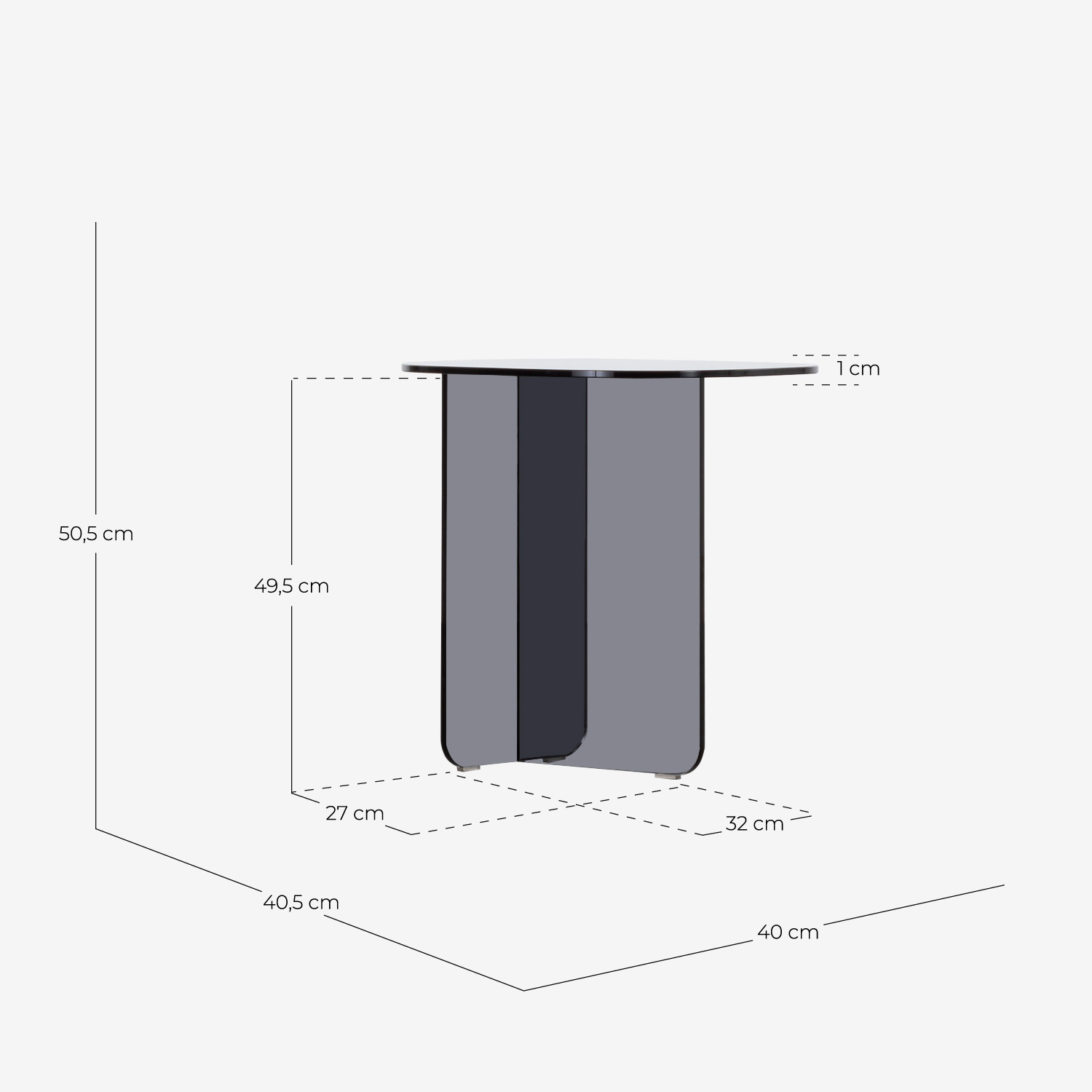 Tavolino Ausiliario Ovale in Vetro Temperato (40,5x40 cm) Urel