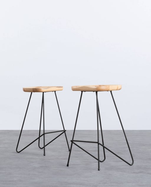 Pack di 2 Sgabelli Alti in Legno e Metallo (67,5 cm) Roses
