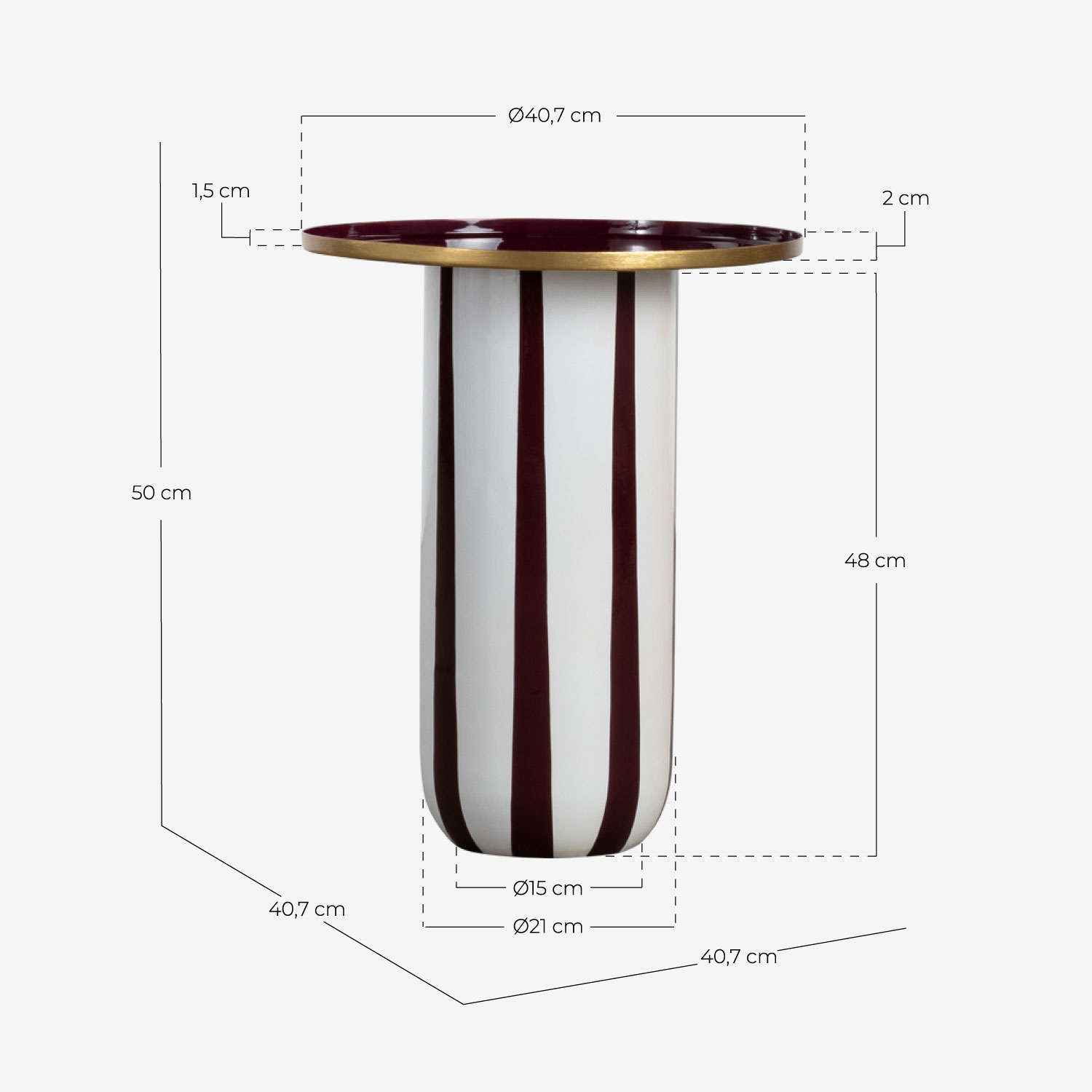 Tavolino Ausiliare Rotondo in Metallo (Ø40,7 cm) Gela, Misure