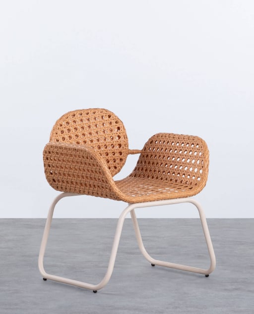 Sedia da Esterni in Alluminio e Rattan Sintetico con Braccioli Roys