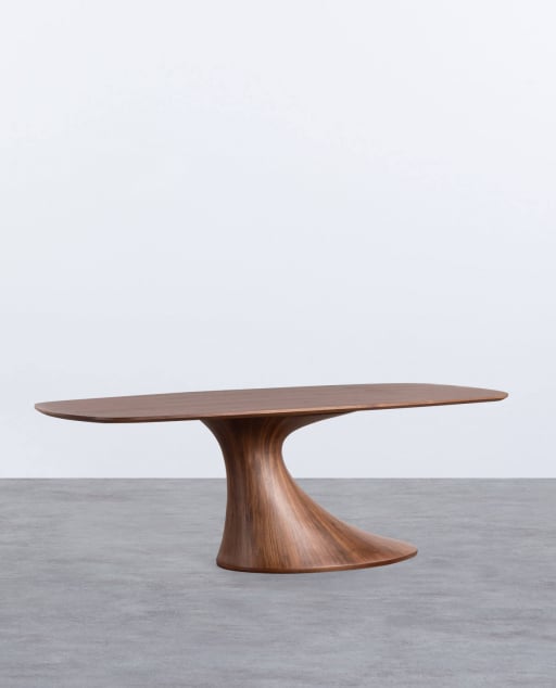 Tavolo da Pranzo Rettangolare in Legno e Fibra di Vetro (220x100 cm) Flawas - Legno Scuro