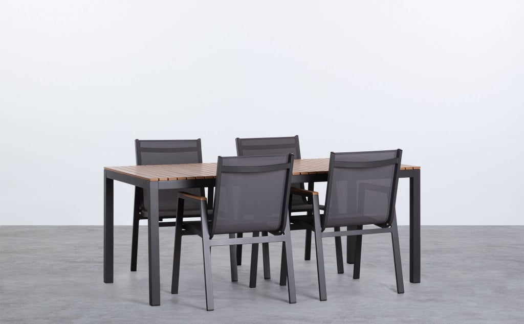 Tavolo in Alluminio e Set di 4 Sedie da Esterno Korce