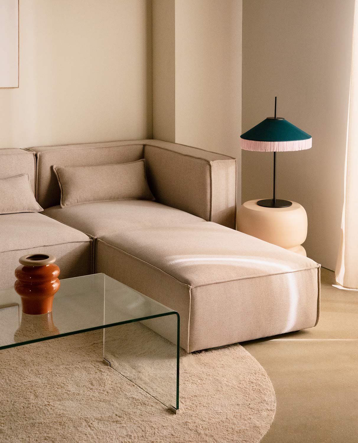 Divano Modulare 5 Pezzi e Pouf in Tessuto Kilhe, immagine della galleria 2