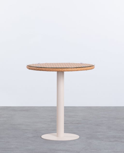 Tavolo da Esterno Rotondo in Alluminio e Vetro Temperato (Ø70 cm) Roys
