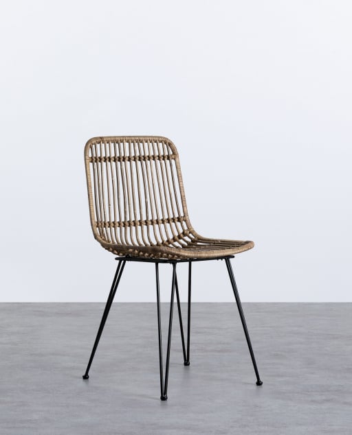 Confezione 4 Sedie da Esterno in Rattan Naturale Nice