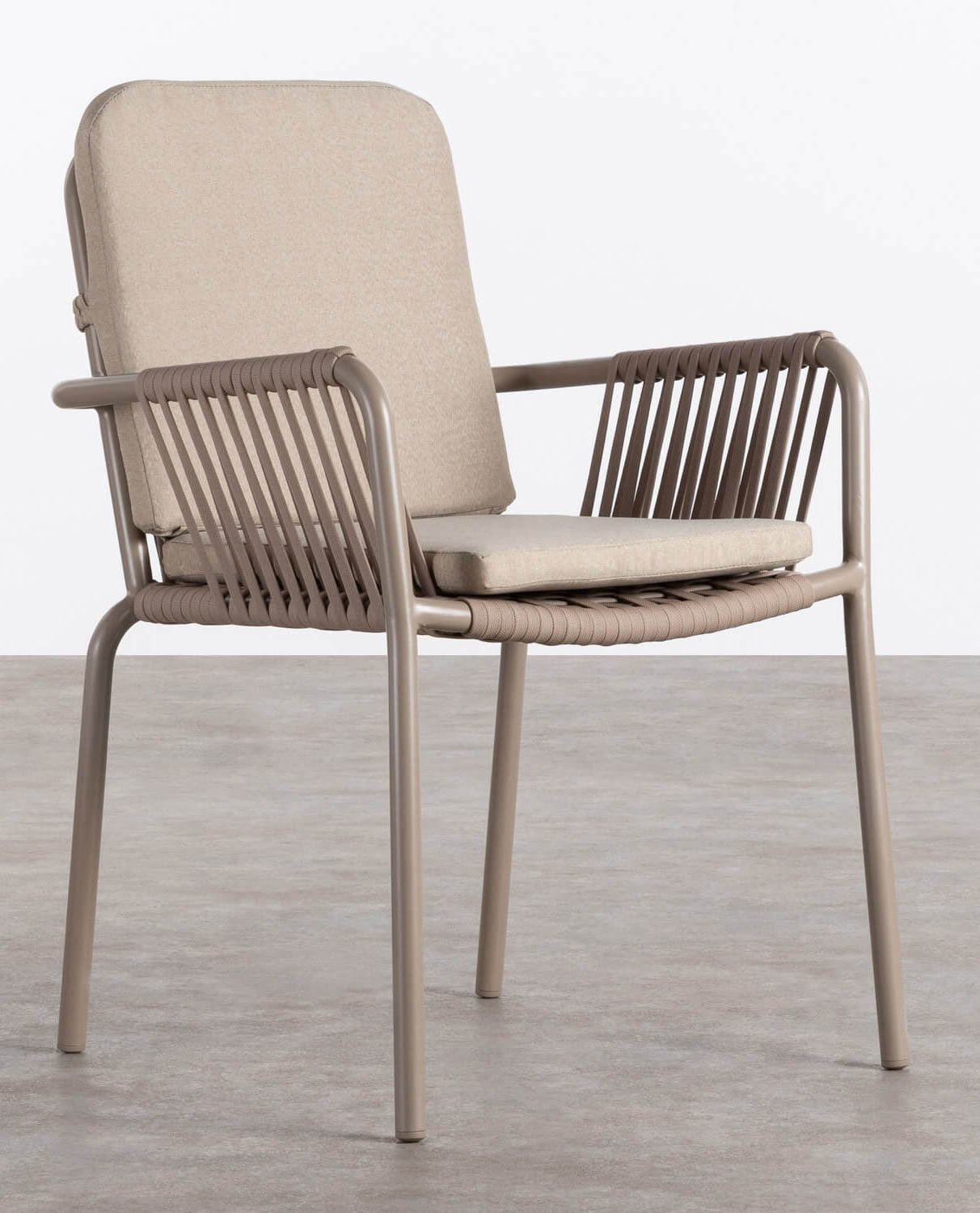 Pack 2 Sdie da Pranzo con Braccioli in Alluminio e Corda Drian, immagine della galleria 1