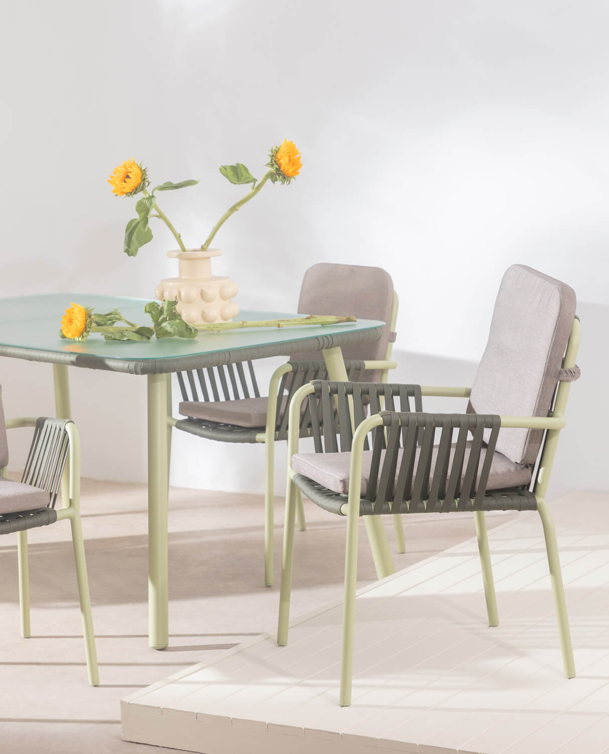 Pack 2 Sdie da Pranzo con Braccioli in Alluminio e Corda Drian, immagine della galleria 2