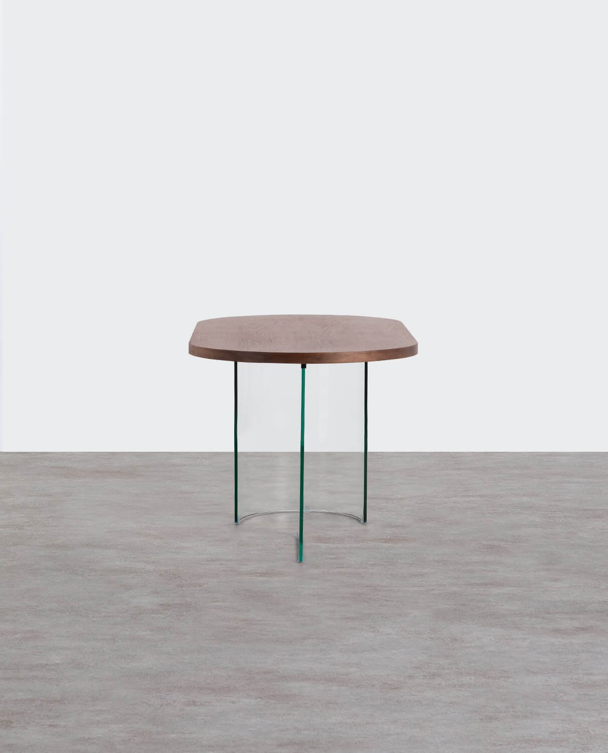 Tavolo da Pranzo Ovale in Legno e Vetro Curvato (160X80 cm) Flaias, immagine della galleria 2