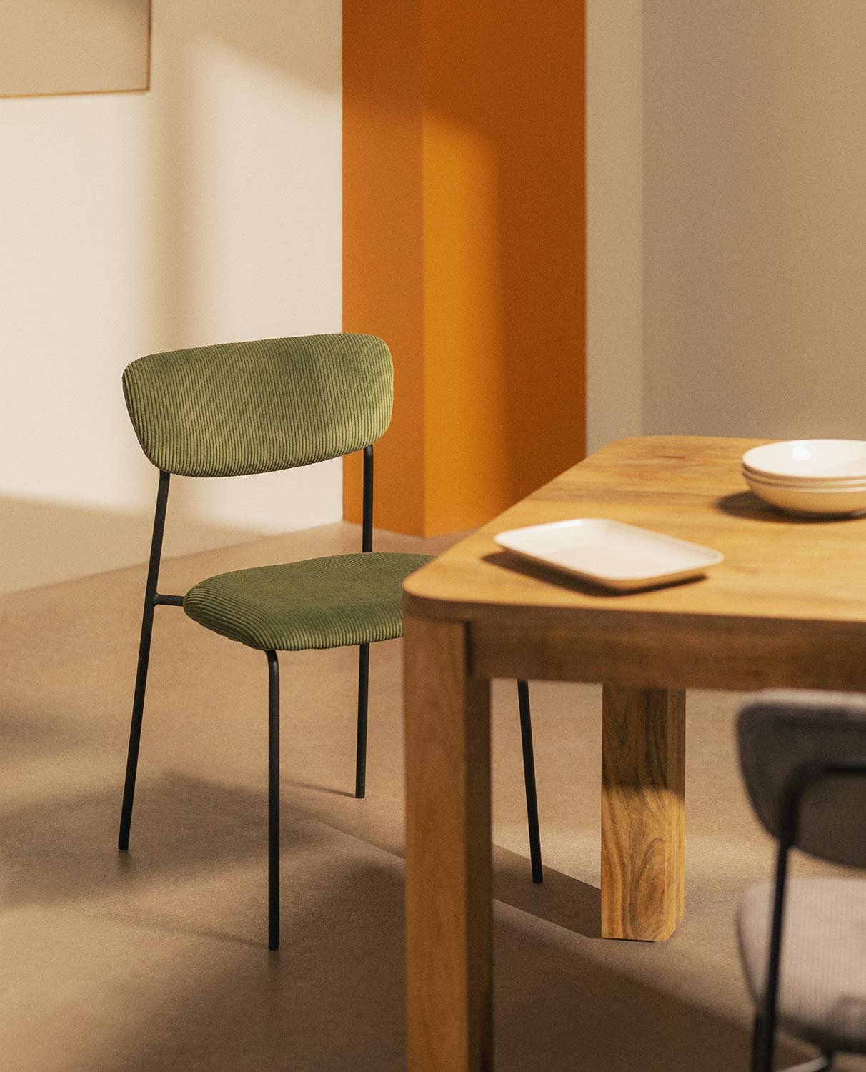 Pack 4 Sedie da Pranzo Morgan in Metallo e Velluto a Coste, immagine della galleria 2