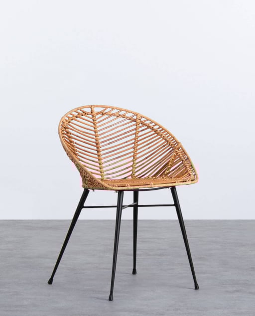 Pack 4 Sedie da Pranzo in Rattan Naturale Caleb 