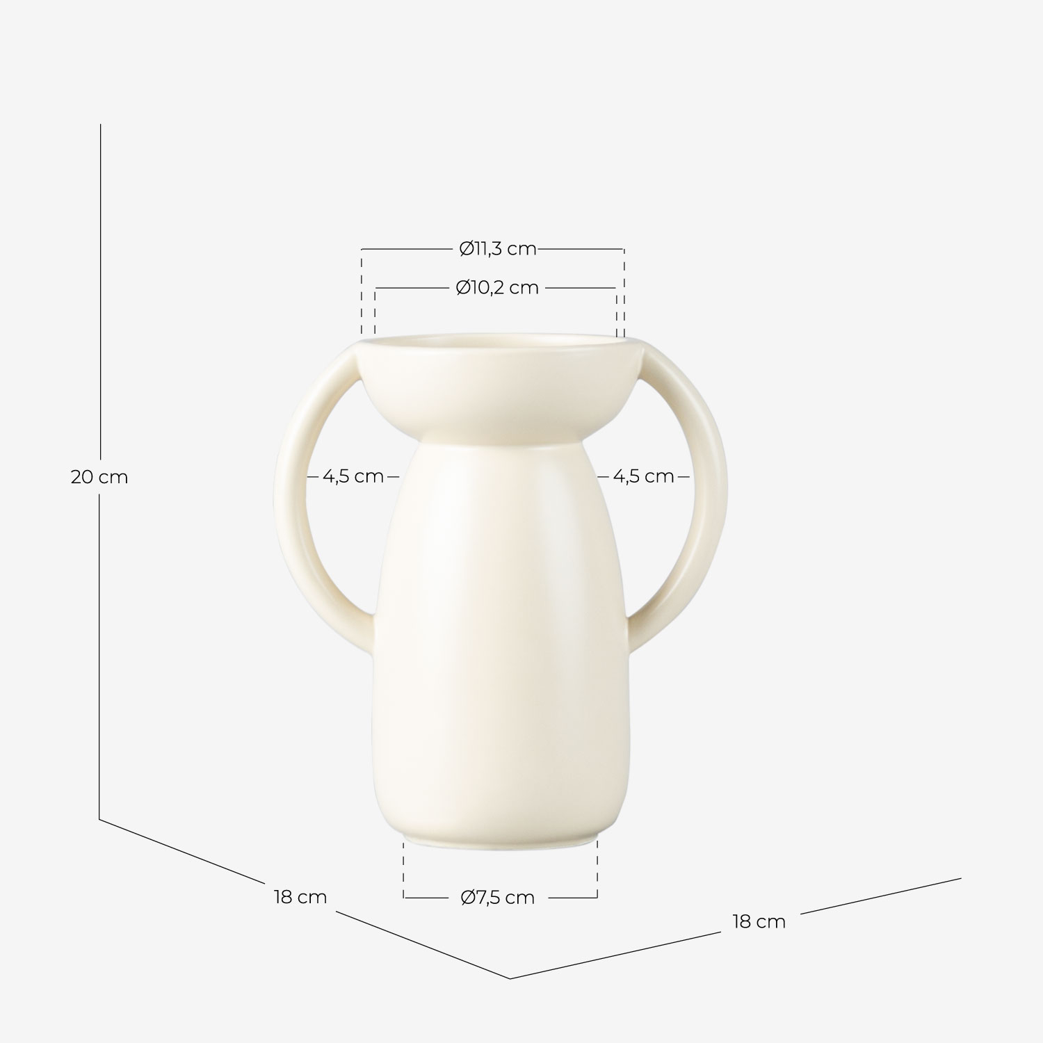 Vaso Dolomitico Litchi, Misure