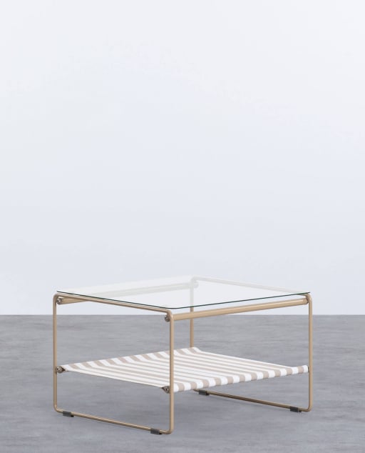 Tavolino Quadrato in Acciaio e Vetro Temperato (60x60) Carpa
