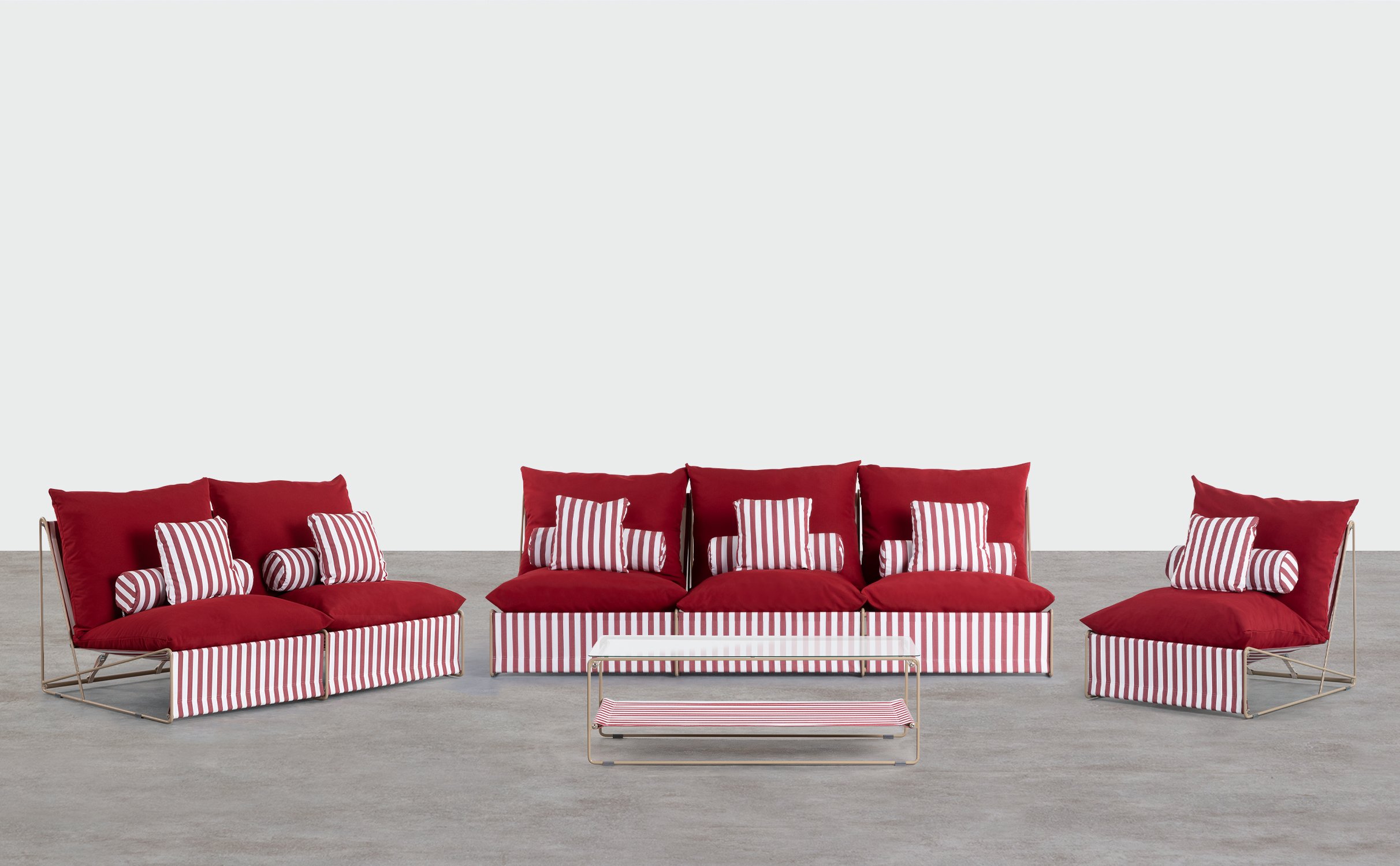 Set di Sedute in Acciaio e Tessuto con Tavolino da Giardino Carpa, immagine della galleria 1