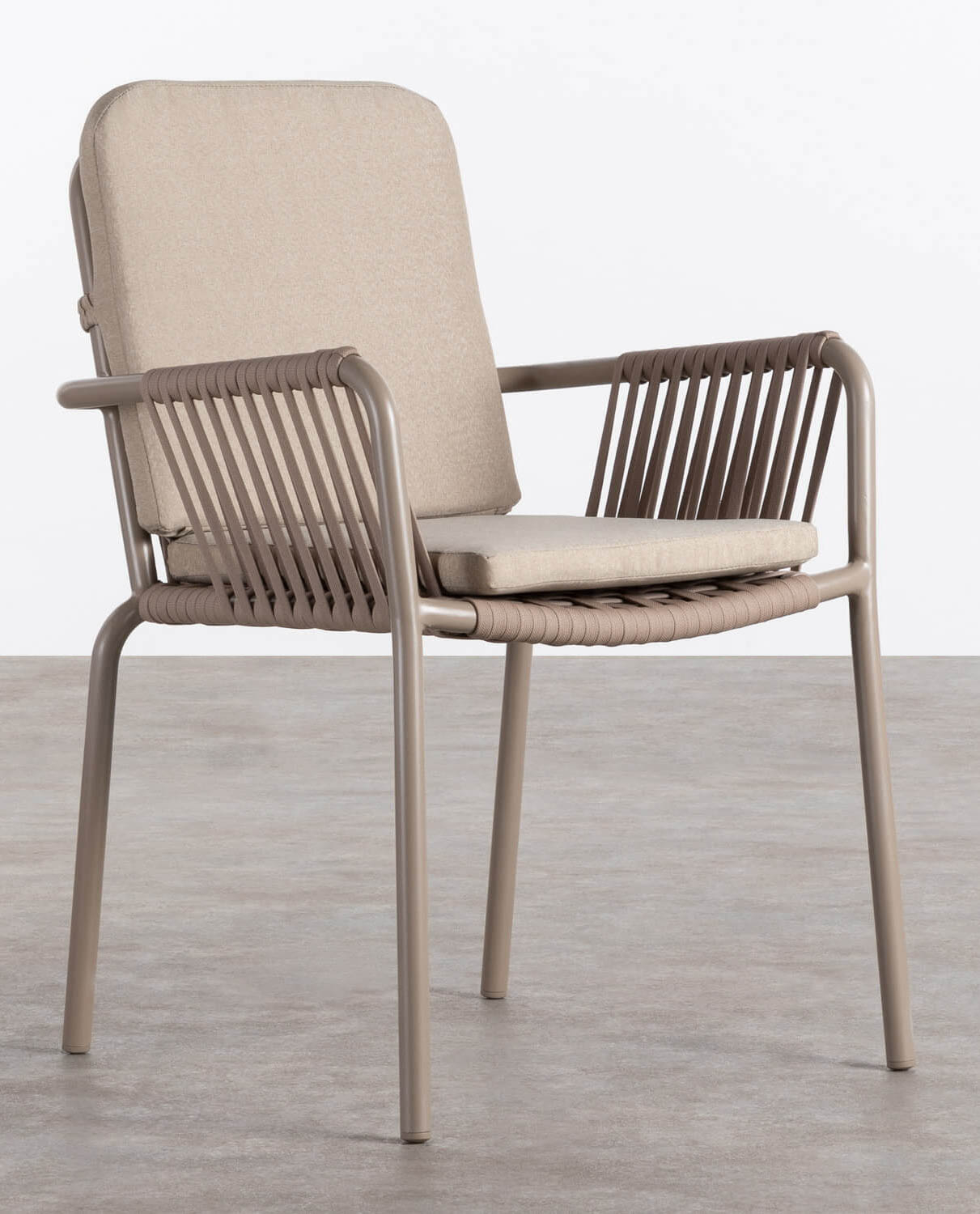Pack 4 Sedie da Pranzo con Braccioli in Alluminio e Corda Drian, immagine della galleria 1
