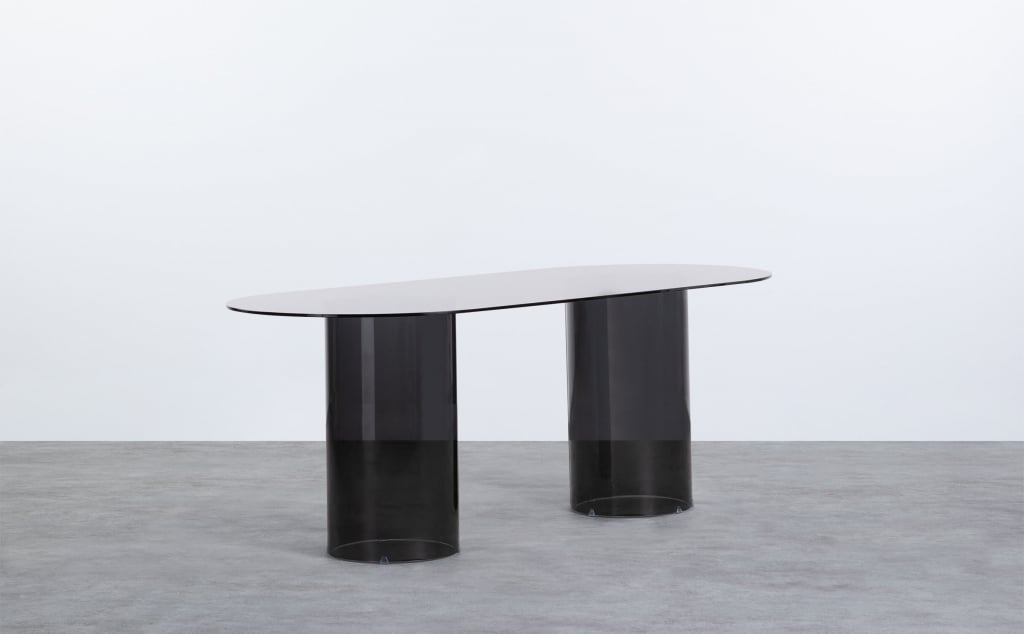Tavolo da Pranzo Ovale in Vetro Temperato  (200x90 cm) Kolu