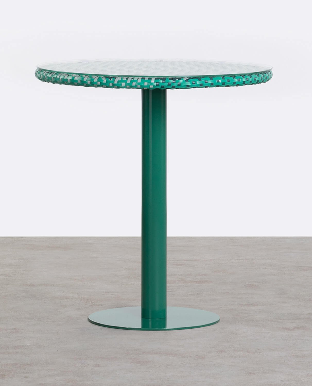 Tavolo da Esterno Rotondo in Alluminio e Vetro Temperato (Ø70 cm) Roys, immagine della galleria 1