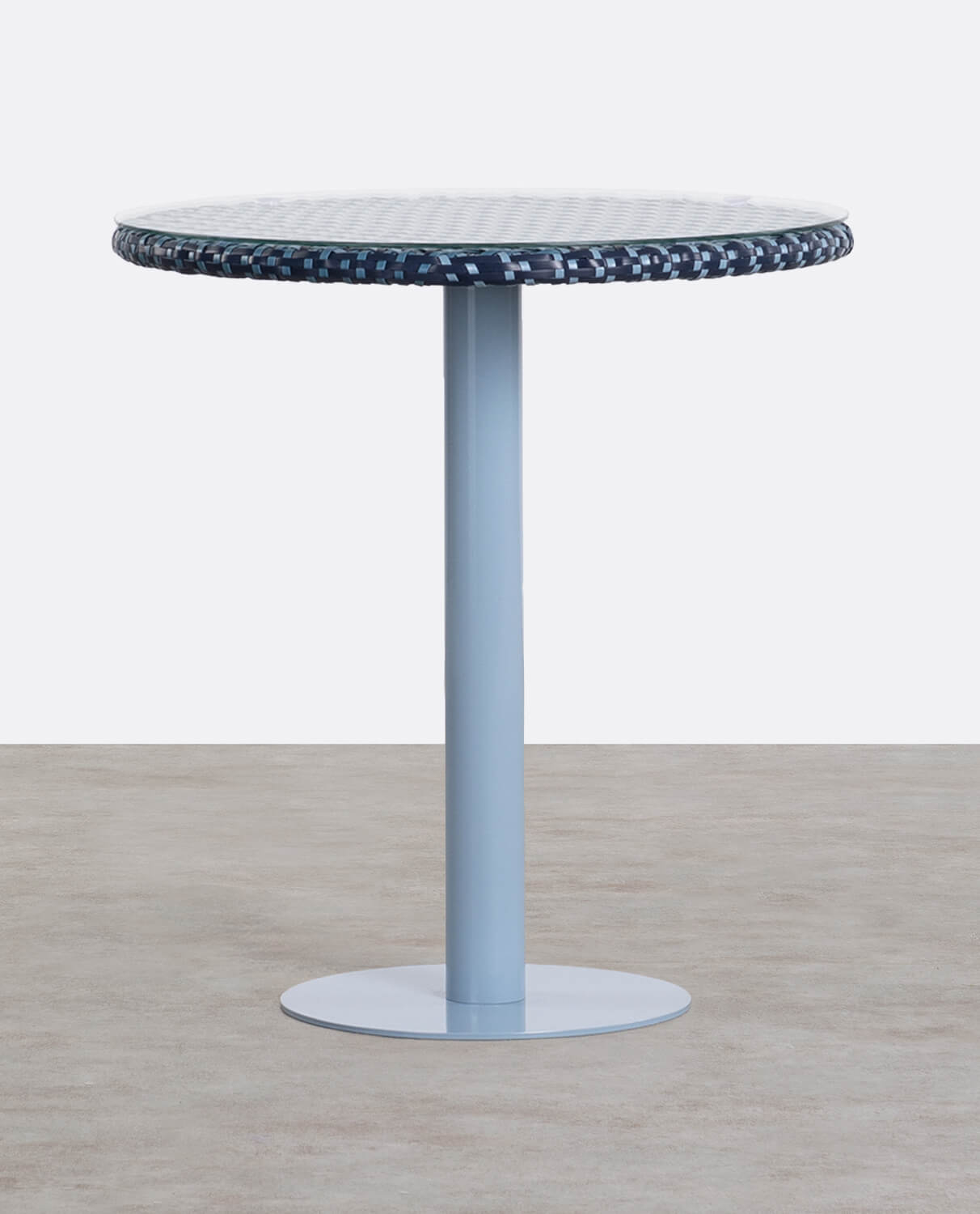 Tavolo da Esterno Rotondo in Alluminio e Vetro Temperato (Ø70 cm) Roys, immagine della galleria 1