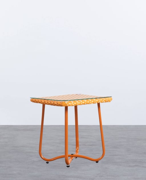 Tavolino Ausiliario in Alluminio e Vetro Temperato (45x45 cm) Roys