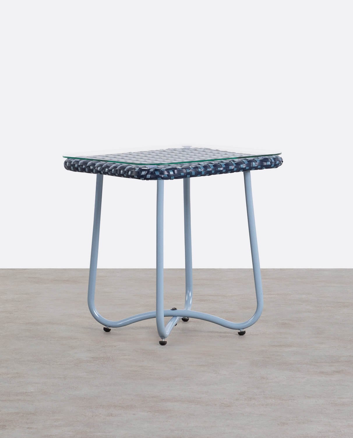 Tavolino Ausiliario in Alluminio e Vetro Temperato (45x45 cm) Roys, immagine della galleria 1