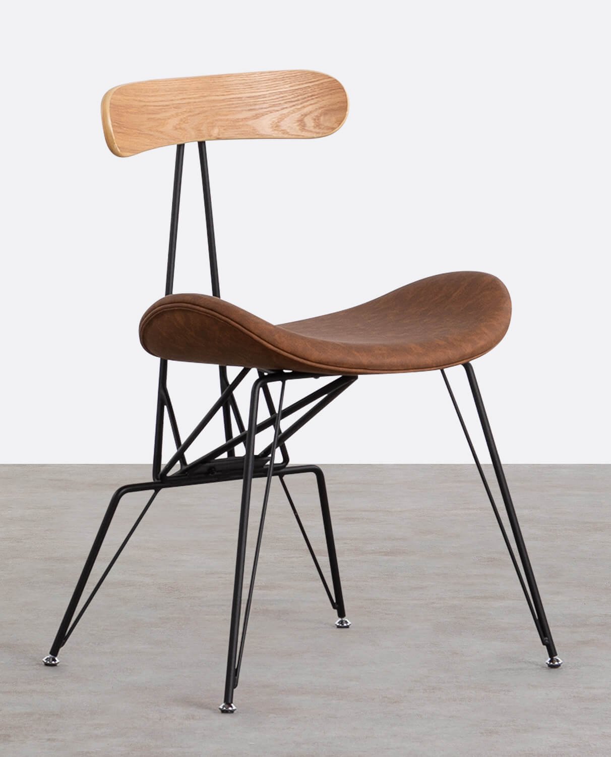 Pack 2 Sedie da Pranzo in Similpelle e Legno Brunela, immagine della galleria 1
