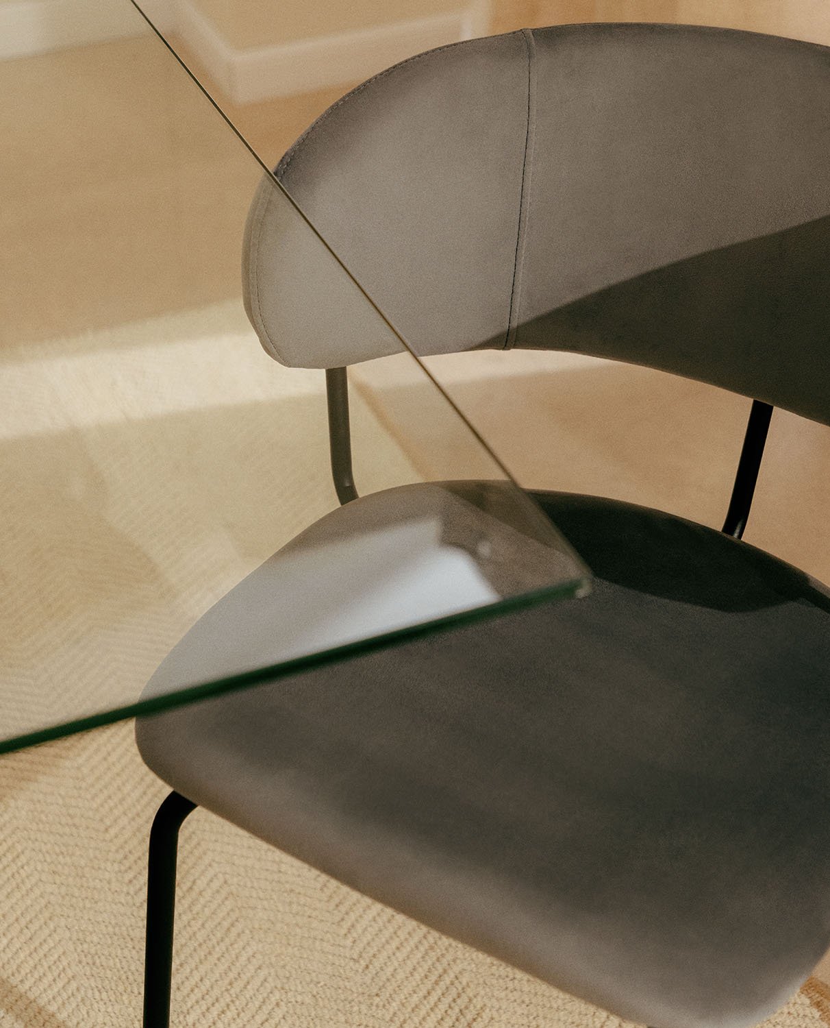 Sedia da Pranzo in Velluto e Metallo Bonse, immagine della galleria 3