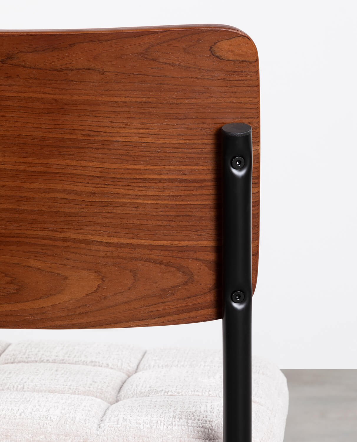 Set di Tavolo da Pranzo Rotondo in Vetro Temperato (Ø140 cm) Kolu e 4 Sedie in Legno e Tessuto Cuba, immagine della galleria 5