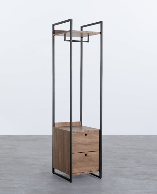 Appendiabiti da Terra con due Cassetti in Metallo e Legno (180x40 cm)  Mirey - MDF Chiaro