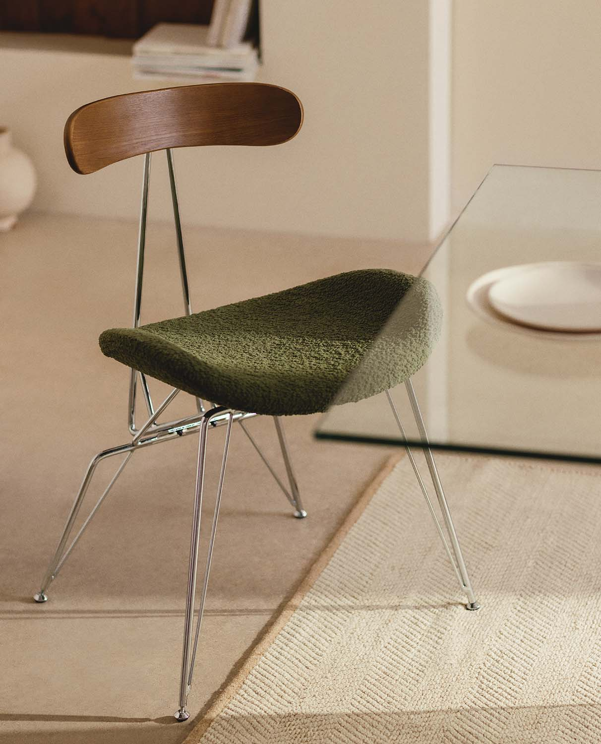Pack 4 Sedie da Pranzo in Tessuto e Legno Brunela, immagine della galleria 2