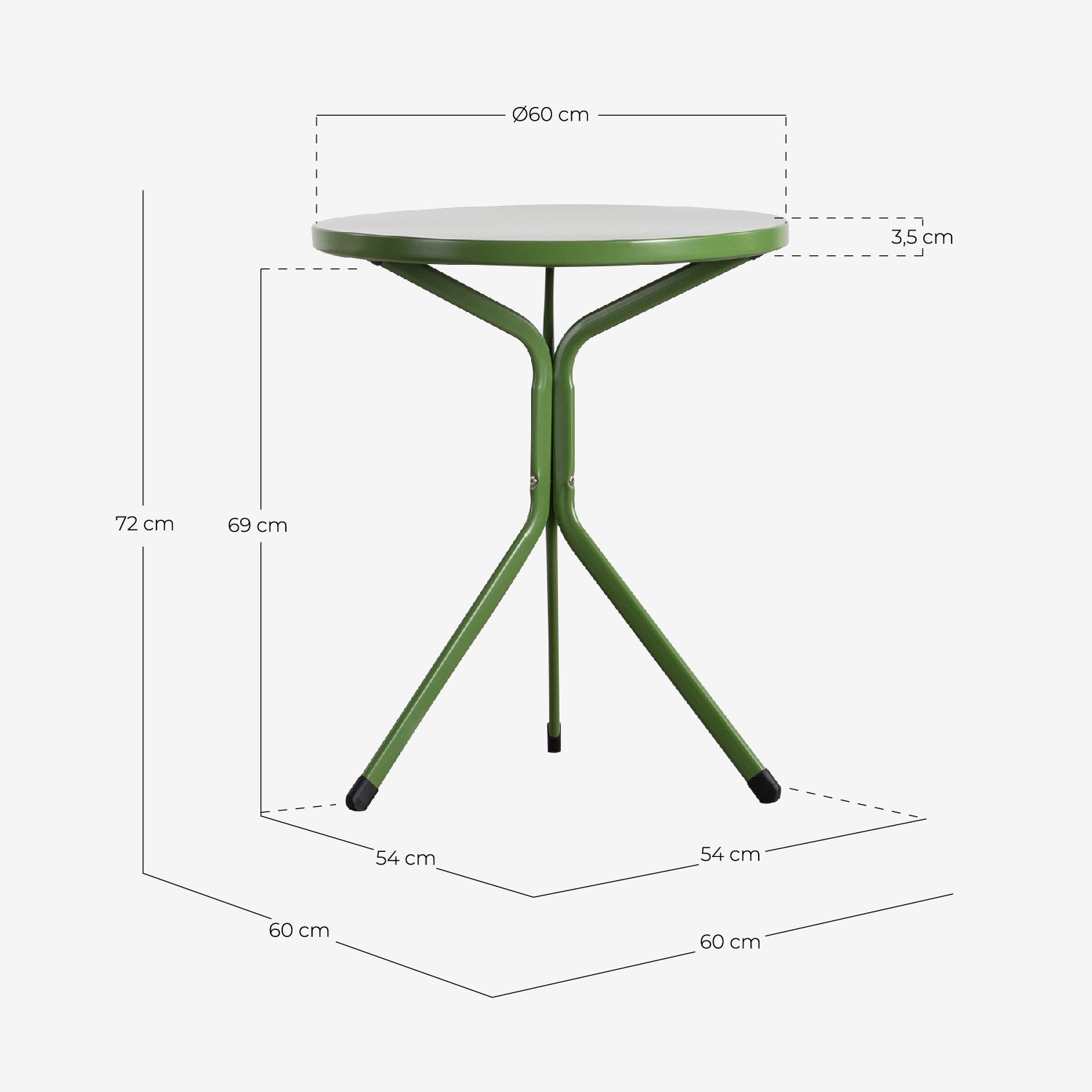 Tavolo da Esterno Rotondo in Metallo (Ø60 cm) Enlo , Misure