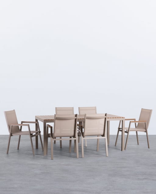 Set di Tavolo e 6 Sedie da Esterno in Alluminio Korce