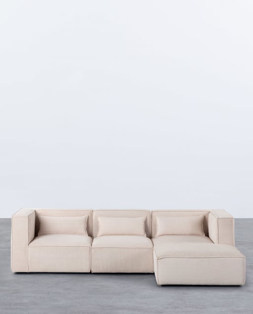 Divano Modulare a Chaise Longue in Velluto a Coste Grosso Kilhe