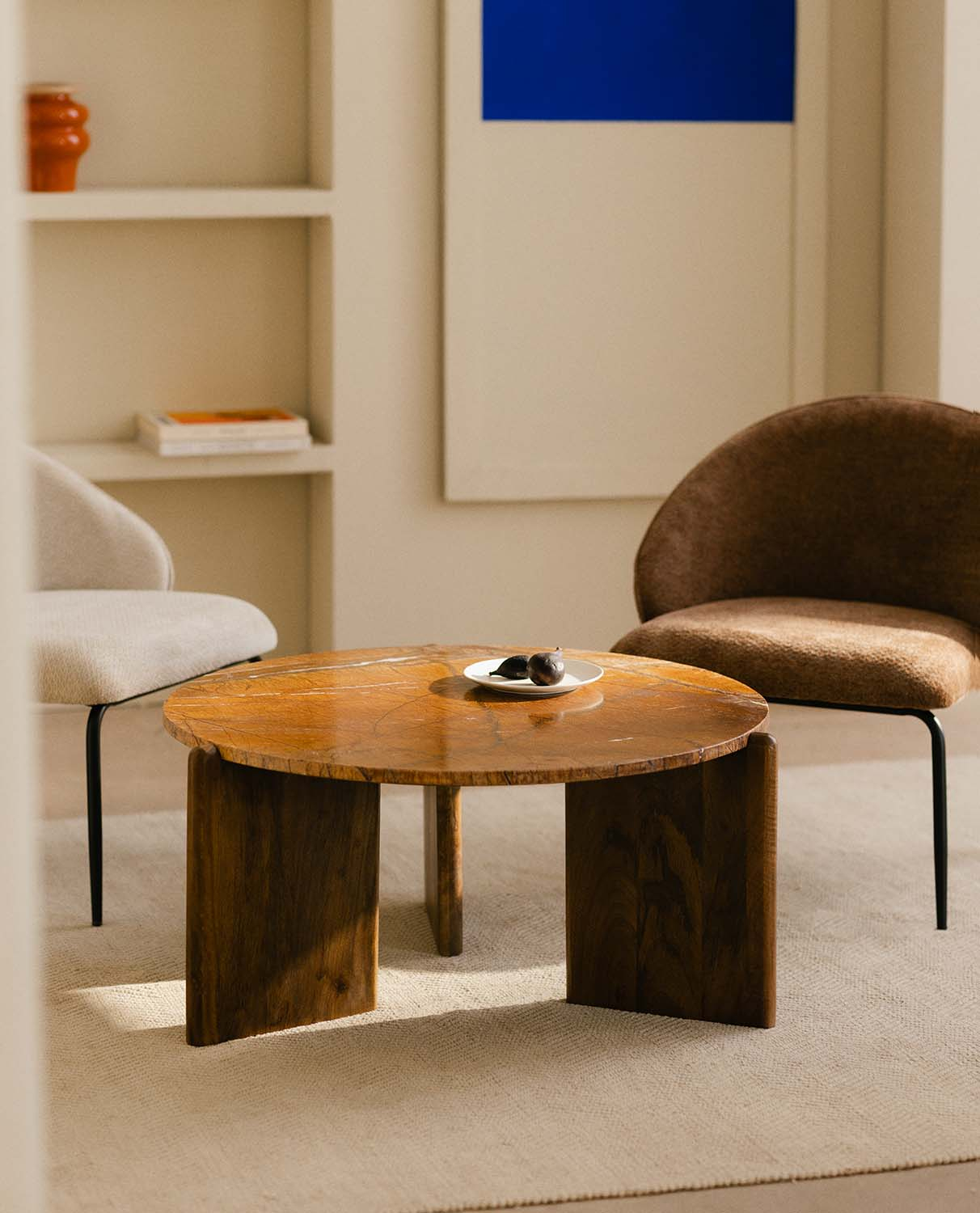 Tavolino Rotondo in Legno di m¡Mango e Marmo (Ø 86 cm) Crecia, immagine della galleria 2