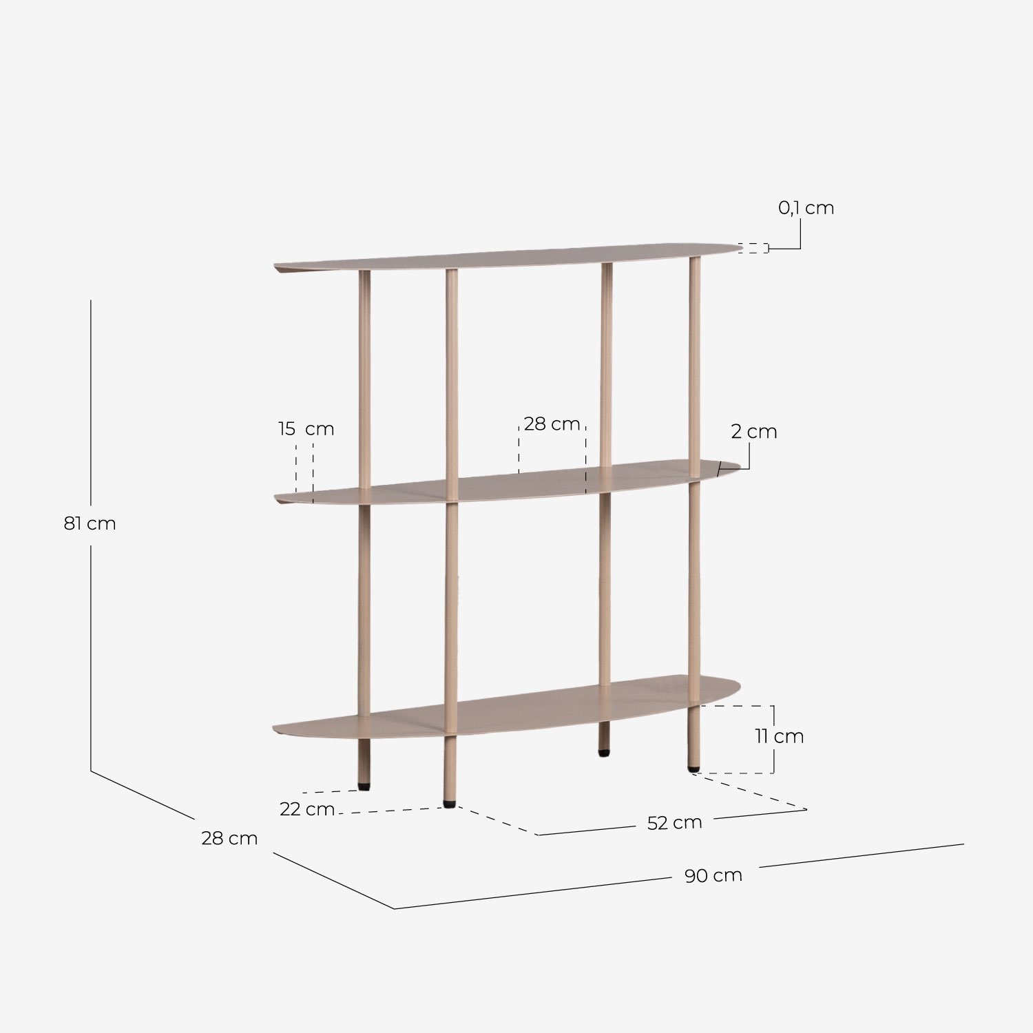 Scaffale in Metallo (81x90 cm) Idris, Misure