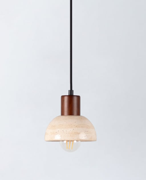 Lampada da Soffitto in Marmo Travertino e Legno May