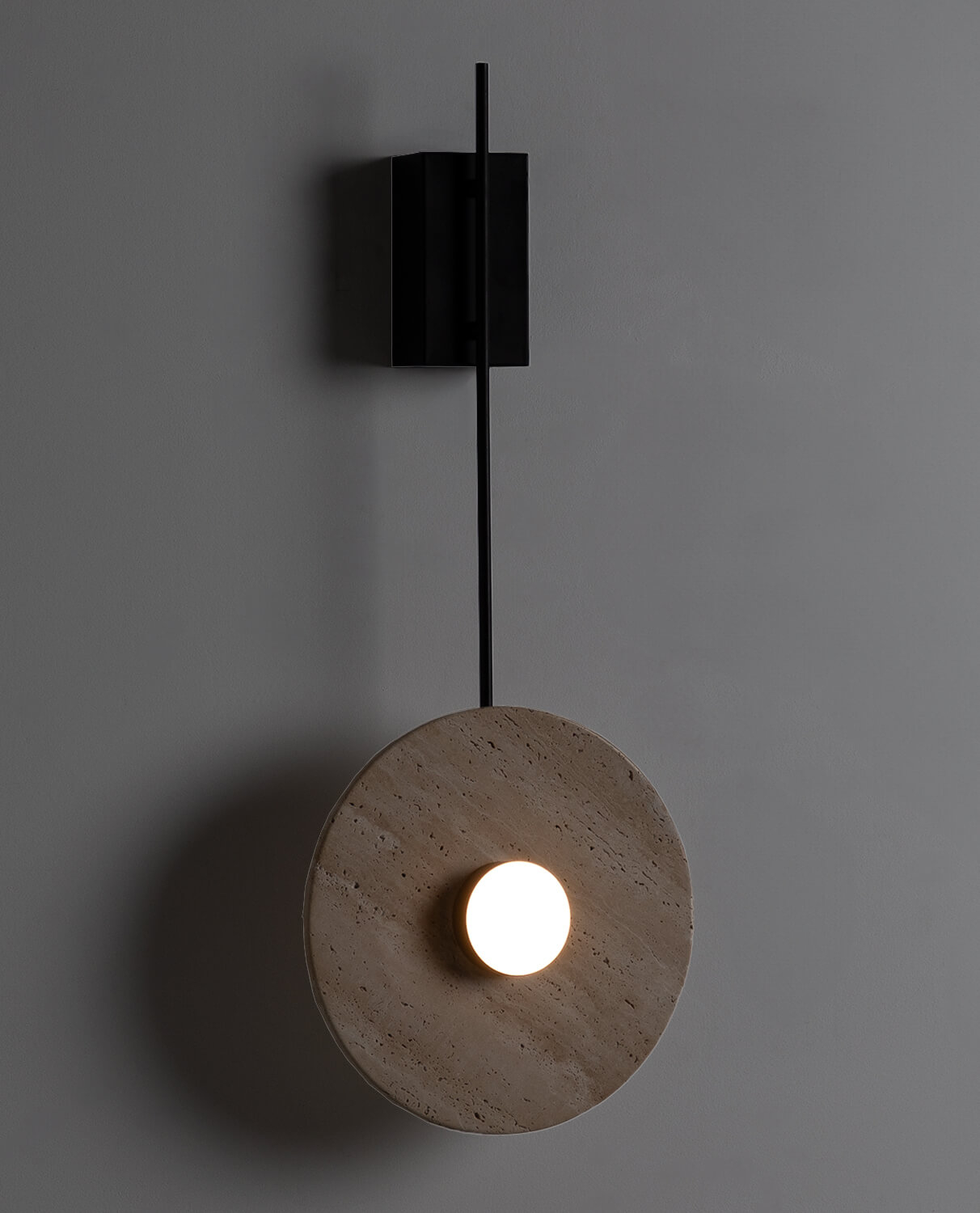 Lampada da Parete a Led in Metallo con Marmo Travertino Nadir, immagine della galleria 2