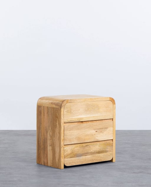 Cassettiera con 3 Cassetti in Legno di Mango Vanile