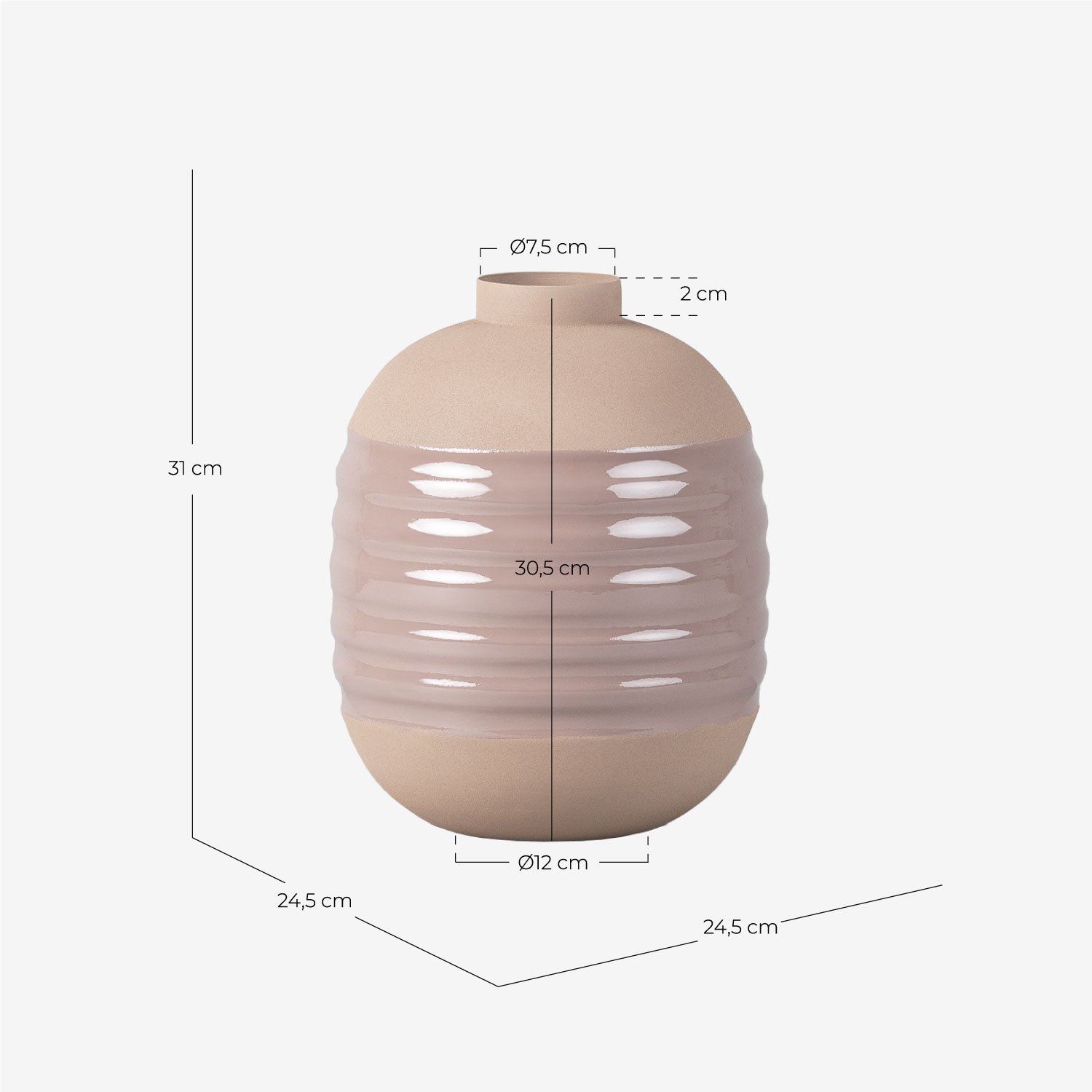 Vaso in Metallo (Ø24,5 cm) Miraxel, Misure