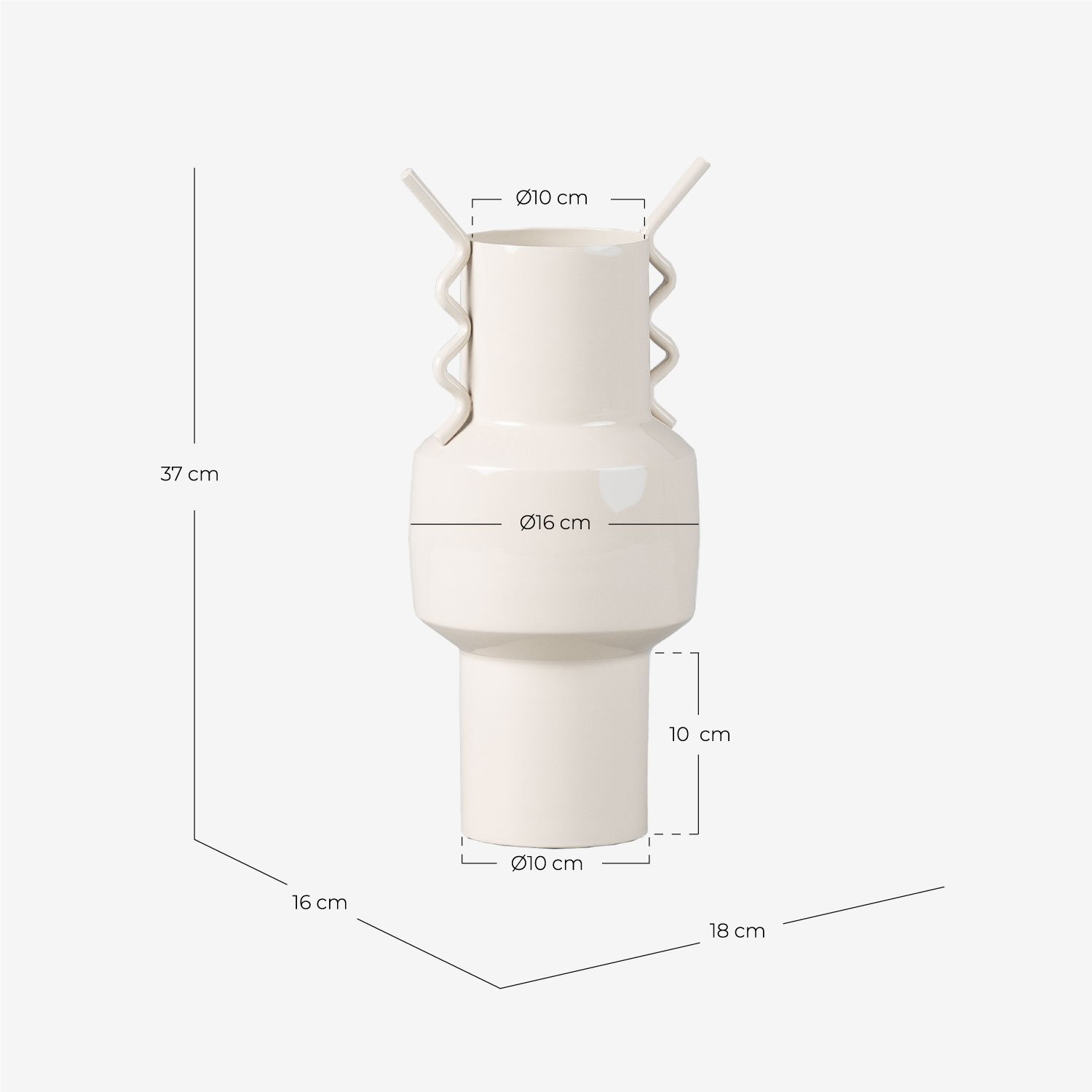 Vaso in Metallo (37 cm) Marci, Misure