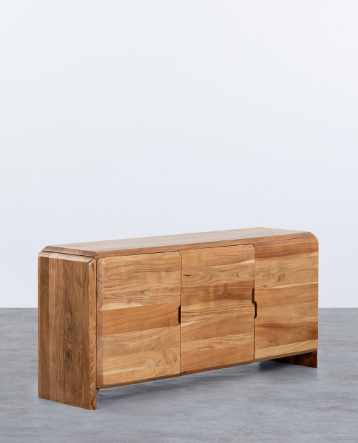 Credenza Bassa a 3 Ante in Legno di Acacia Lucil