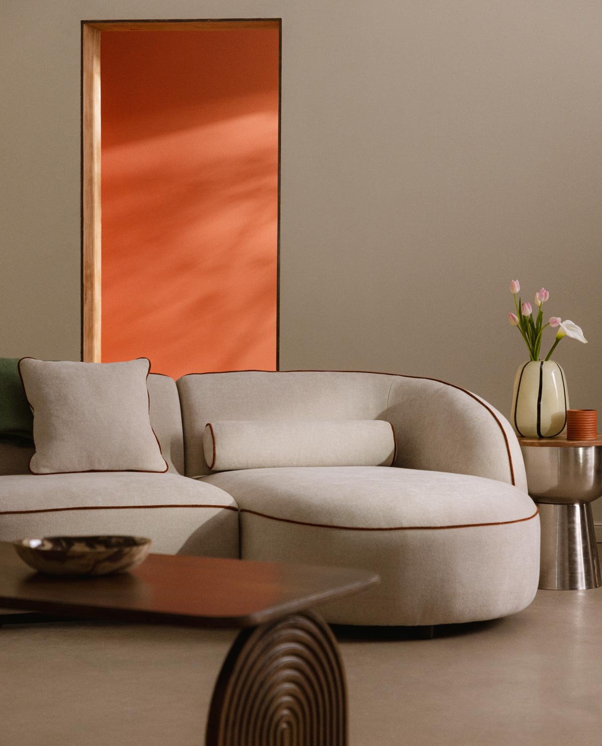 Divano Chaise Longue Modulare in 2 Pezzi con Poltrona in Tessuto Ilham, immagine della galleria 2