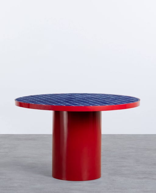 Tavolo da Pranzo Rotondo in Metallo e Ceramica (Ø122 cm) Zafiro