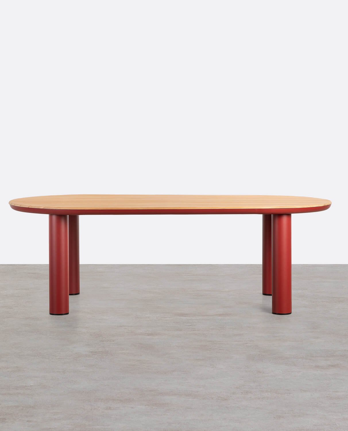 Tavolo da Esterno Oval in Alluminio e Legno di Teak (240x119 cm) Cheryl, immagine della galleria 2