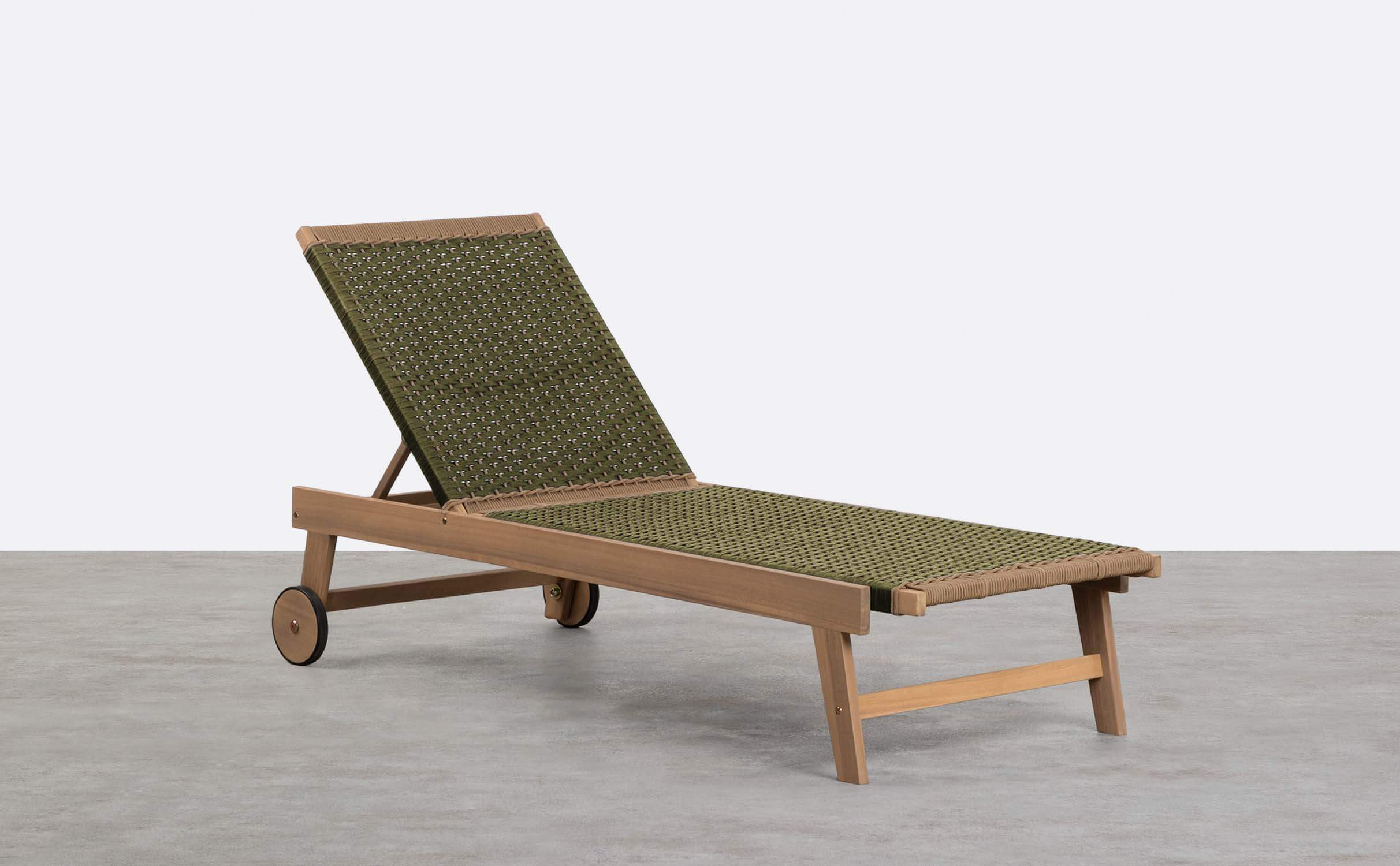 Pack da 2 Lettini in Legno di Acacia e Corda con Ruote Mirle, immagine della galleria 1