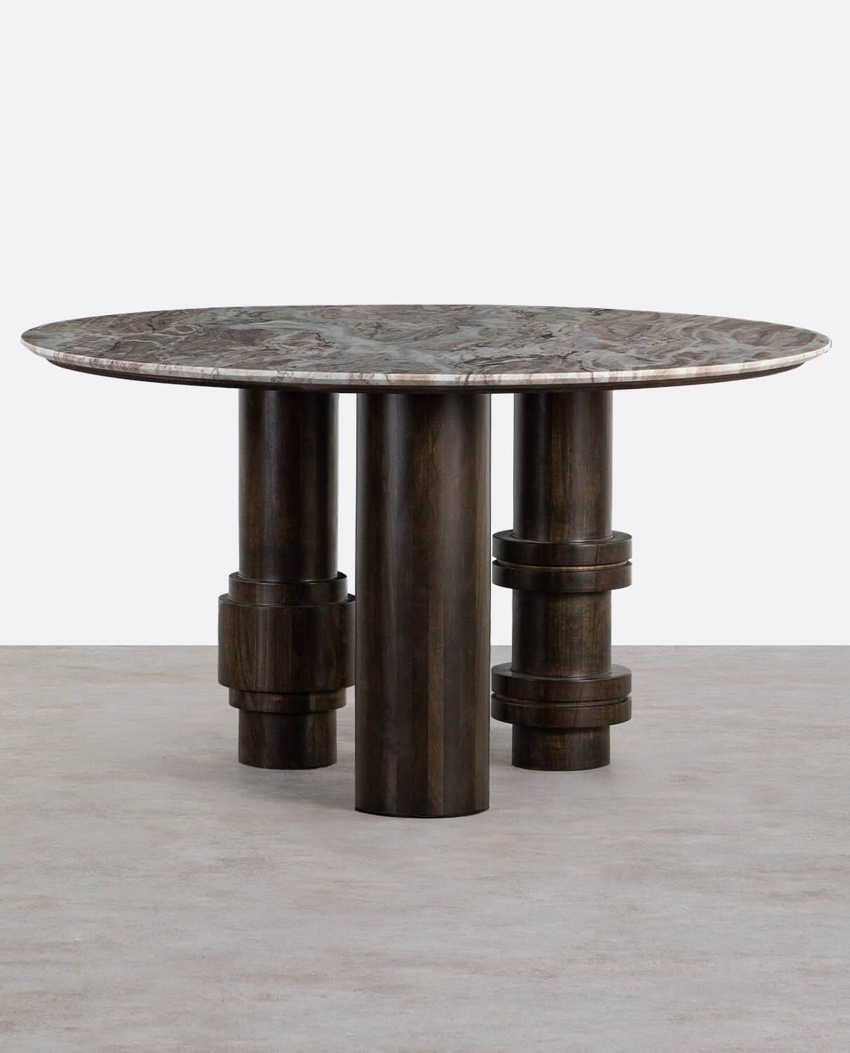 Tavolo da Pranzo Rotondo in Marmo Sawar e Legno di Mango (Ø140 cm) Atenas, immagine della galleria 1
