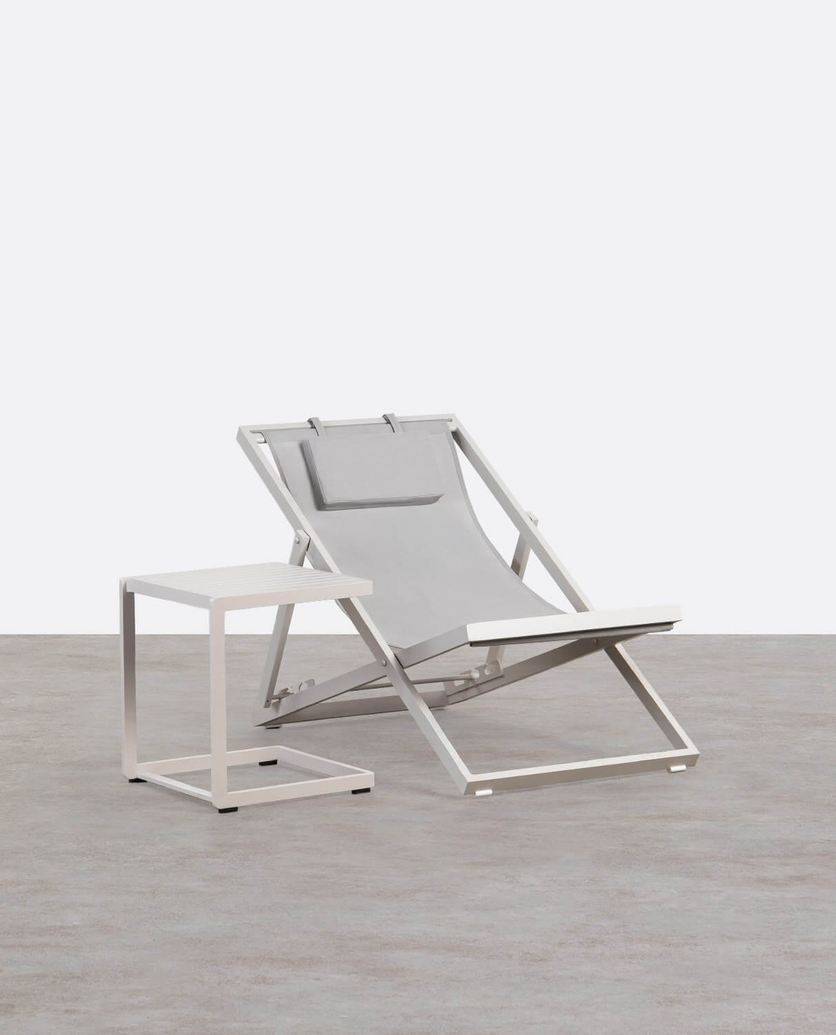 Set Sdraio Reclinabile Rilas e Tavolino Ausiliario in Alluminio Kreta, immagine della galleria 1
