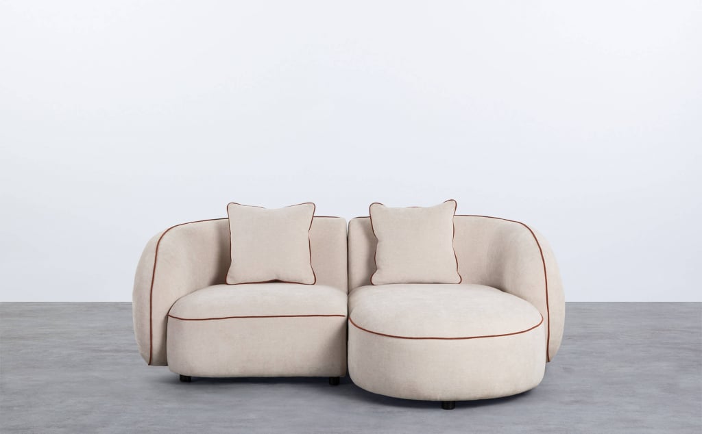 Divano Angolare Modulare in 2 Pezzi con Chaise Longue in Tessuto Ilham 
