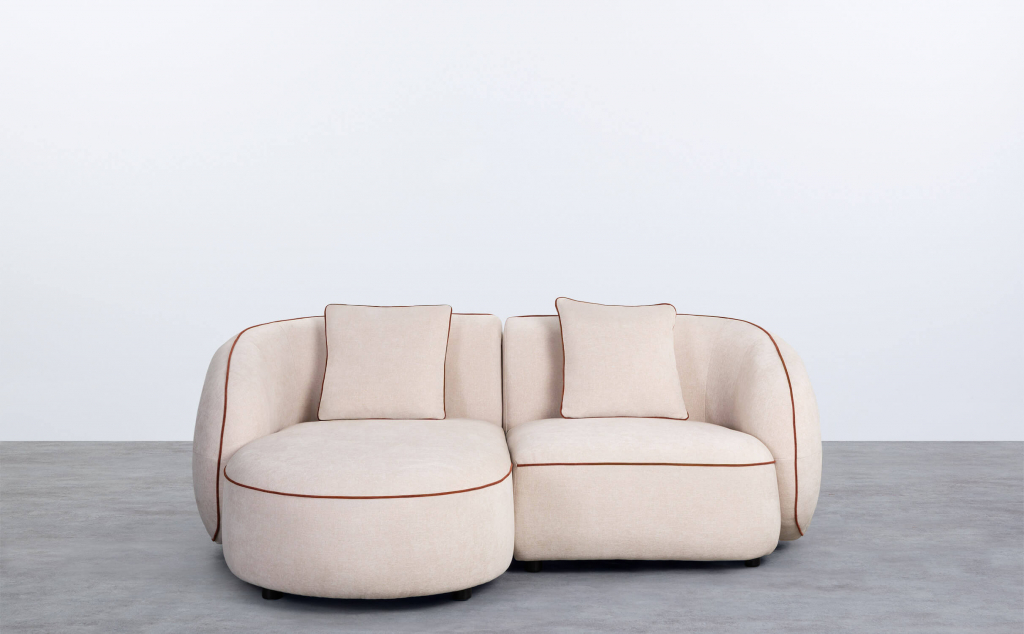 Divano Angolare Modulare in 2 Pezzi con Chaise Longue in Tessuto Ilham 