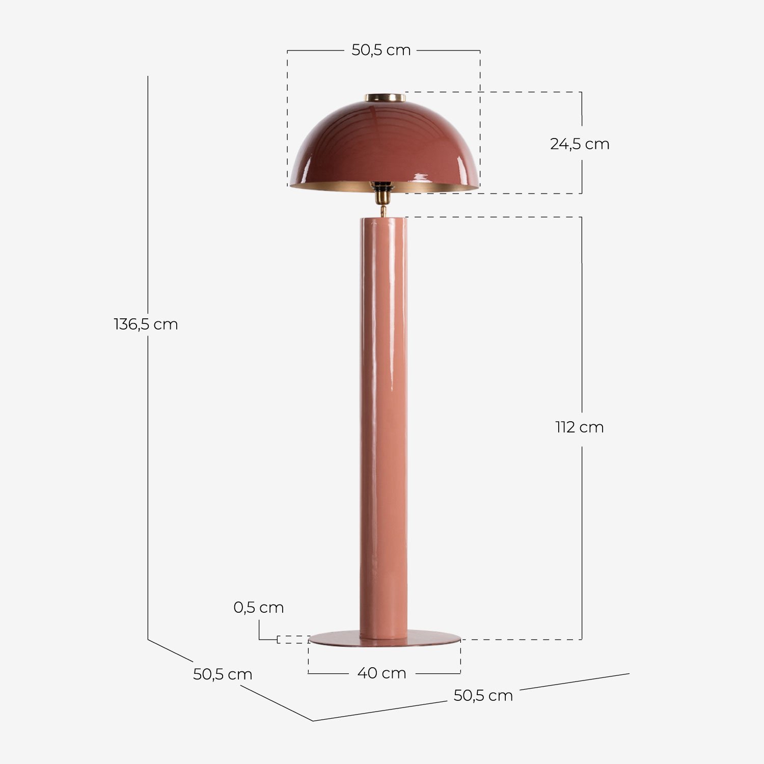 Lampada da Terra in Metallo (Ø50,5 cm) Seta , Misure