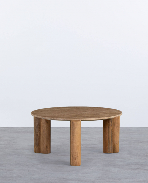 Tavolino Rotondo con Piano in Marmo Travertino (Ø85 cm) Ethel